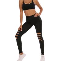 Polyester Ripped Women Leggings patchwork PC