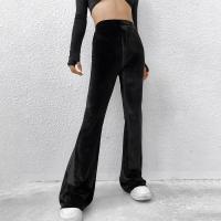 Polyester High Waist Women Long Trousers slimming Solid black PC