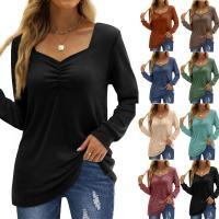 Polyester Women Long Sleeve T-shirt & loose Solid PC