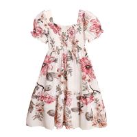 Polyester Slim & Princess Girl One-piece Dress printed floral PC