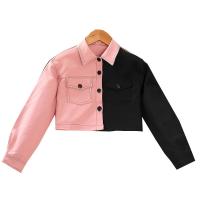 Polyester Slim Girl Coat patchwork two different colored PC