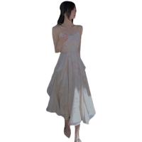 Polyester Slim & High Waist Slip Dress backless patchwork Solid PC