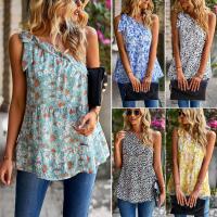 Polyester Vrouwen Mouwloos Shirt Afgedrukt Rillen meer kleuren naar keuze stuk