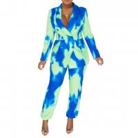 Polyester Women Casual Set & two piece Long Trousers & coat printed Set