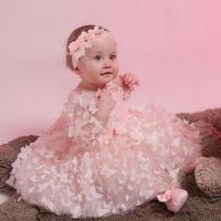 Polyester Baby Clothes Set with bowknot & two piece headband & dress floral Set