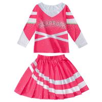 Polyester Pleated Girl Two-Piece Dress Set skirt & top letter fuchsia Set