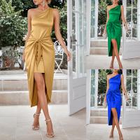 Polyester Long Evening Dress & One Shoulder Solid PC