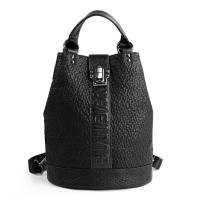 PU Leather Bucket Bag Backpack soft surface black PC
