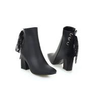 PU Leather chunky Boots Solid Pair