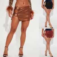 PU Leather Package Hip Skirt side slit Solid PC