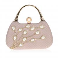 Polyester Handbag with chain & with rhinestone Plastic Pearl PC