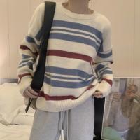 Acrylic Women Sweater loose knitted striped : PC