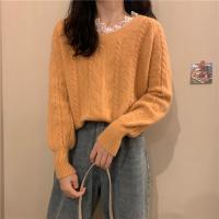 Acrylic Women Sweater fake two piece & loose knitted : PC