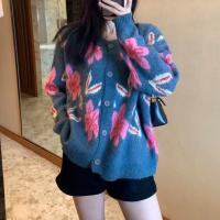 Acrylic Sweater Coat loose knitted floral : PC