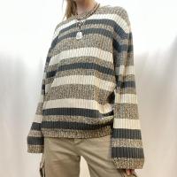 Viscose Fiber Women Sweater & loose knitted striped PC