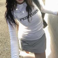Coton T-shirt femme à manches longues Imprimé Lettre Blanc pièce