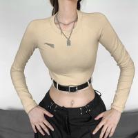 Cotton Slim Women Long Sleeve T-shirt khaki PC