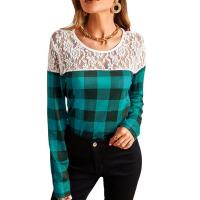 Lait Silk & Polyester T-shirt femme à manches longues Imprimé Plaid plus de couleurs pour le choix pièce