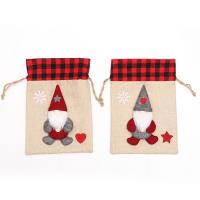 Linen Drawstring Bag christmas design printed plaid Lot