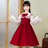 Polyester A-line Girl One-piece Dress  Solid PC