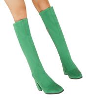 Microfiber PU Cuir synthétique Bottes Solide Vert Paire