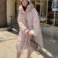 Rabbit Hair & Polyester With Siamese Cap Women Parkas mid-long style & thicken & loose Solid PC