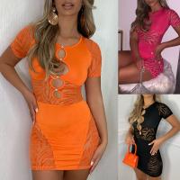 Polyester Slim Sexy Package Hip Dresses & hollow Solid PC