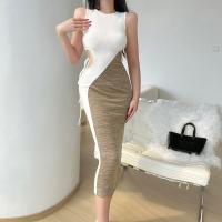 Polyester Slim Sexy Package Hip Dresses patchwork PC