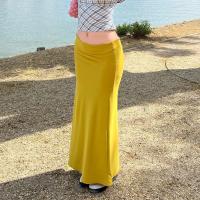 Polyester Mermaid Package Hip Skirt patchwork Solid yellow PC