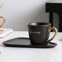 Ceramics anti-scald Coffee Cups Set dish & cups handmade letter Set