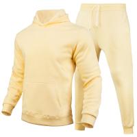 Cotton With Siamese Cap & Plus Size Men Casual Set & two piece & loose Long Trousers & Sweatshirt Solid Set