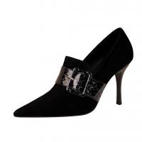 PU Leather & Suede Stiletto High-Heeled Shoes pointed toe snakeskin pattern Pair