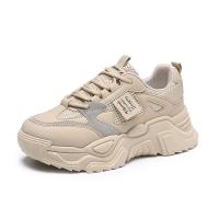 Mesh Fabric & Microfiber PU Synthetic Leather & Rubber Flange & front drawstring Women Sport Shoes Pair