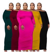 Polyester Slim & Plus Size Sexy Package Hip Dresses Solid PC