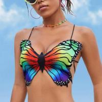 Polyester Lace Up Camisole backless printed butterfly pattern multi-colored : PC