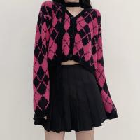 Polyester Women Coat slimming knitted Argyle PC