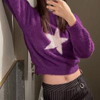 Polyester Women Sweater & loose star pattern purple PC
