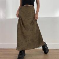 Polyester High Waist Skirt slimming printed shivering brown PC