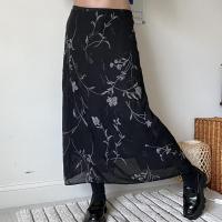 Polyester High Waist Skirt slimming printed shivering black PC