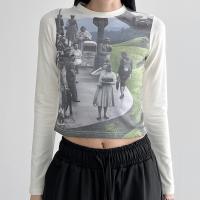 Cotton Slim Women Long Sleeve T-shirt printed PC
