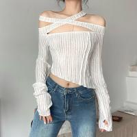 Polyester Slim Women Long Sleeve Blouses patchwork Solid white PC