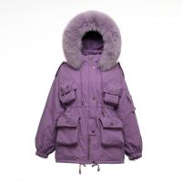 Polyester With Siamese Cap Women Down Coat & thermal Solid PC