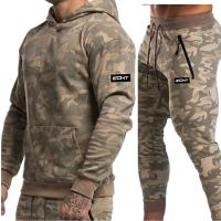 Cotton With Siamese Cap Men Casual Set & two piece Long Trousers printed camouflage Set