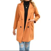 Polyester & Cotton Women Overcoat mid-long style & with pocket plain dyed Solid PC