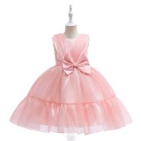 Polyester Princess Girl One-piece Dress Solid pink PC