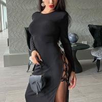 ポリエステル セクシーなパッケージヒップドレス 単色 黒 一つ