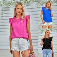 Polyester scallop & Slim Women Sleeveless T-shirt Lace Solid PC