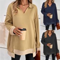 Polyester Women Sweatshirts & loose patchwork Solid PC