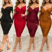 Polyester Slim Sexy Package Hip Dresses backless Solid PC
