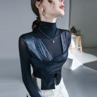 Polyester Frauen Langarm Blusen, Patchwork, Solide, mehr Farben zur Auswahl,  Stück